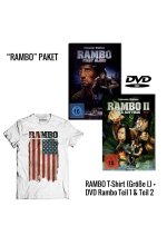 Rambo 1: First Blood + Rambo 2: Der Auftrag Uncut DVD + Rambo T-Shirt American Flag (Grösse L) DVD-Cover